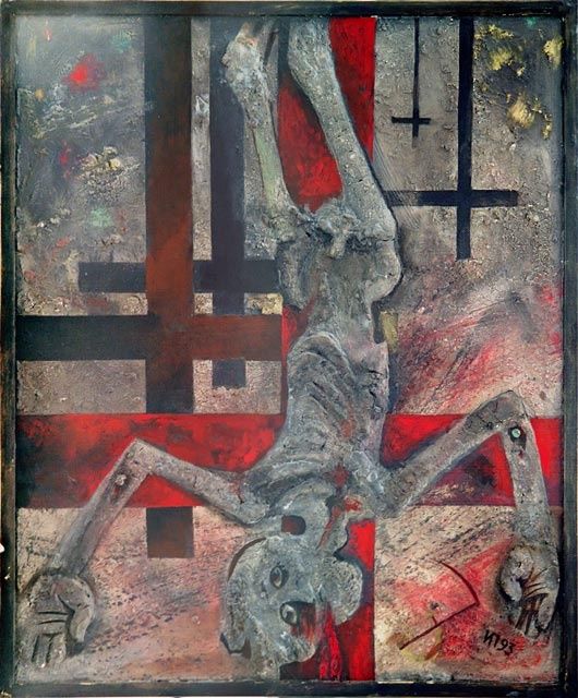 Картина под названием "Распятие-33" - Ivan Podgainyi, Подлинное произведение искусства, Масло