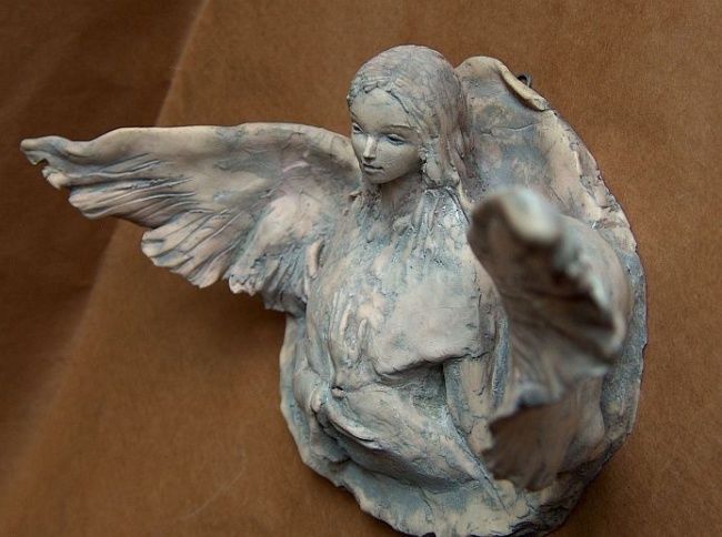 Rzeźba zatytułowany „Anioł dobrego miejs…” autorstwa Podl, Oryginalna praca, Inny