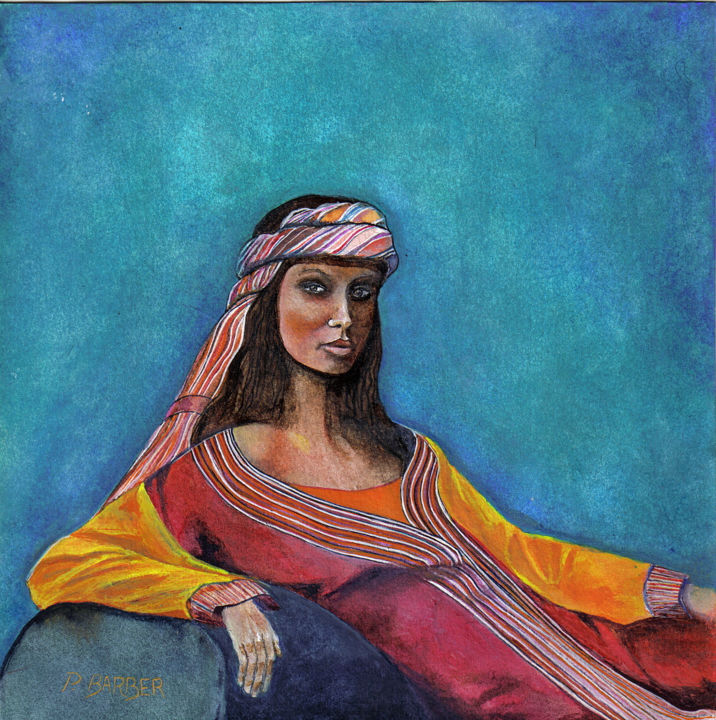 Painting titled "Divan" by Poema Barber, Original Artwork, Watercolor