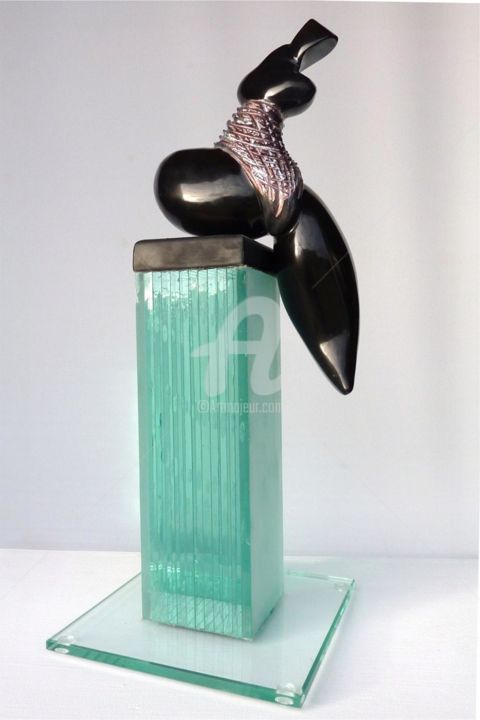 Skulptur mit dem Titel "Equilibriste" von Didier Poisson, Original-Kunstwerk, Glas