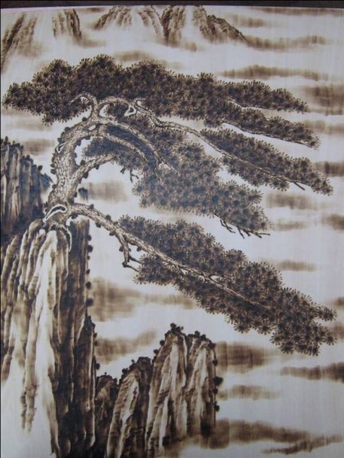 Painting titled "wood pokerworker木板烙画" by Yan Yusu, Original Artwork, Oil