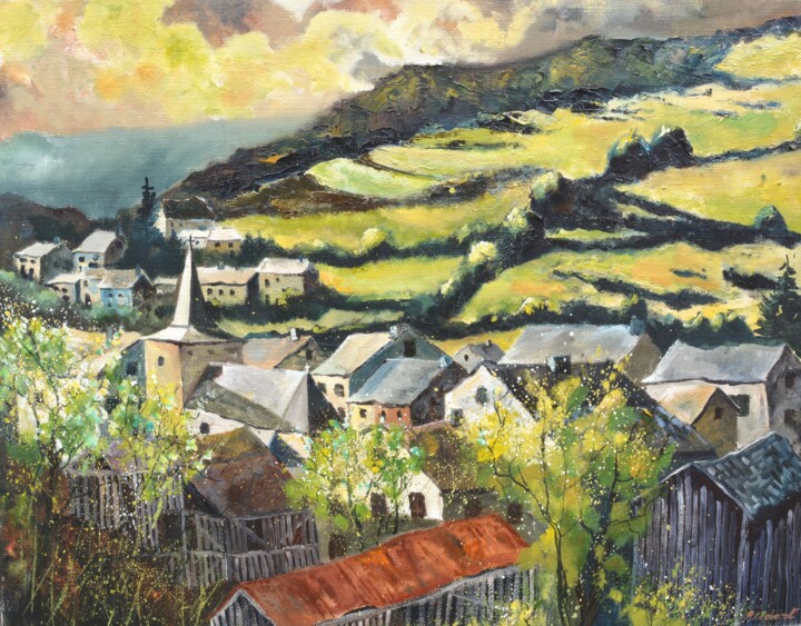 Pintura titulada "My green countryside" por Pol Ledent, Obra de arte original, Oleo Montado en Bastidor de camilla de madera