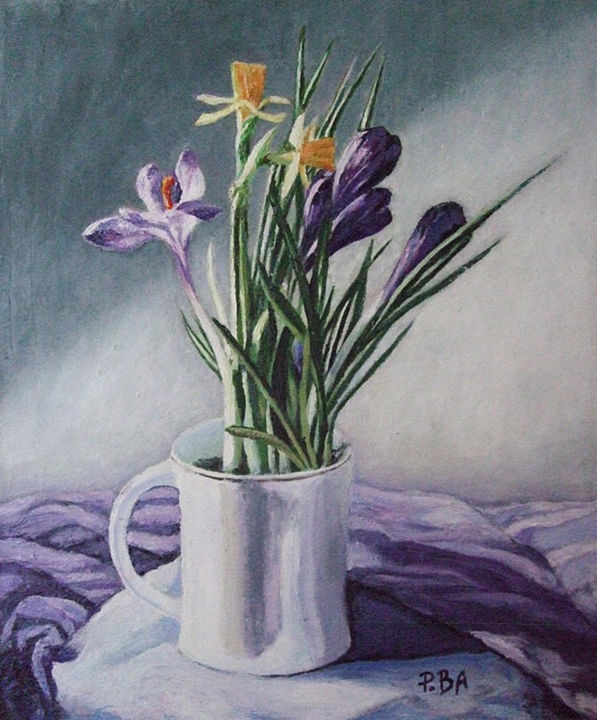 Painting titled "Spring flowers" by Pola.B.Alex, Original Artwork, Oil