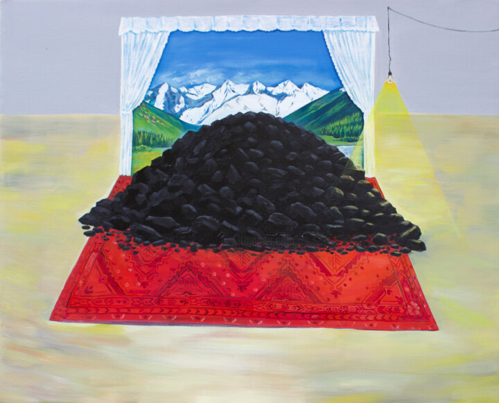 Peinture intitulée "La frontière" par Polat Tayir, Œuvre d'art originale, Huile