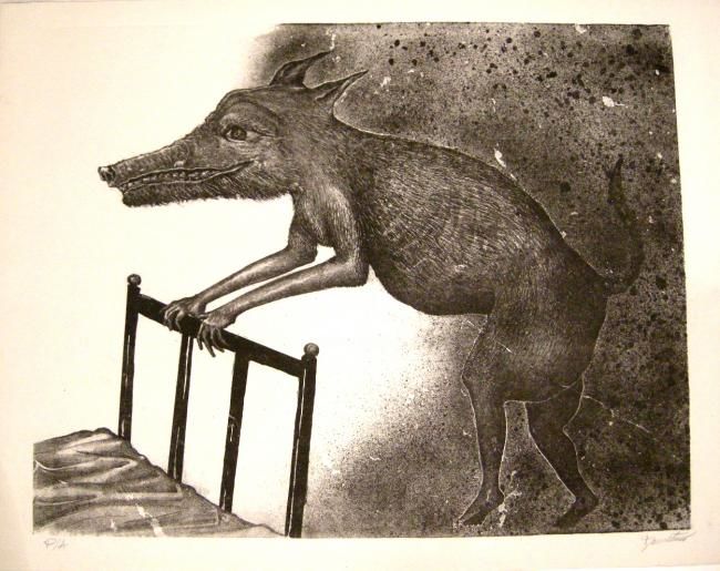 Druckgrafik mit dem Titel "Lobito" von Demetrio Polgovsky, Original-Kunstwerk, Gravur