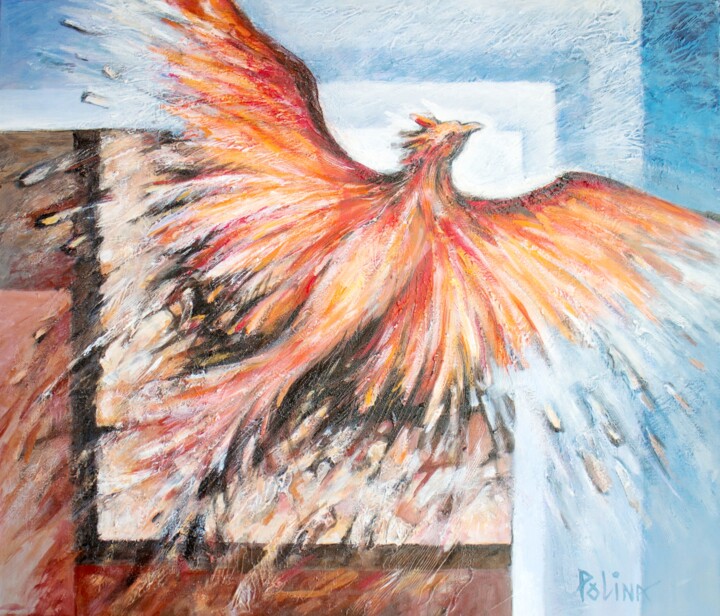 Peinture intitulée "The Fiery Power wit…" par Polina Gerdjikova (POLINA), Œuvre d'art originale, Acrylique Monté sur Châssis…