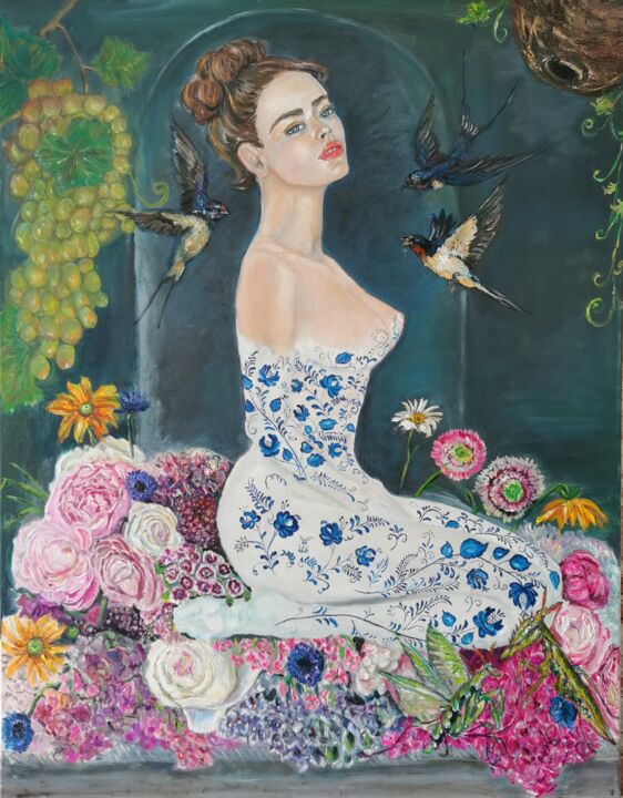 Pintura intitulada "The Bouquet in Reve…" por Polina Olekhnovich, Obras de arte originais, Óleo