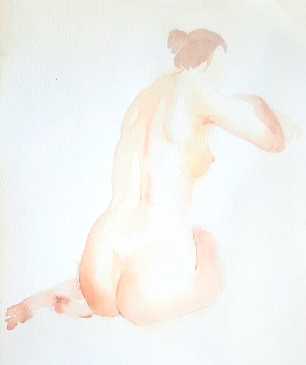 Dessin intitulée "Nude 2022 #2" par Polina Shibanova, Œuvre d'art originale, Aquarelle