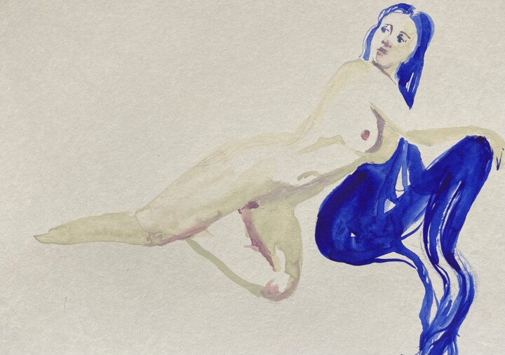 Рисунок под названием "Mermaid series#2" - Polina Shibanova, Подлинное произведение искусства, Акварель