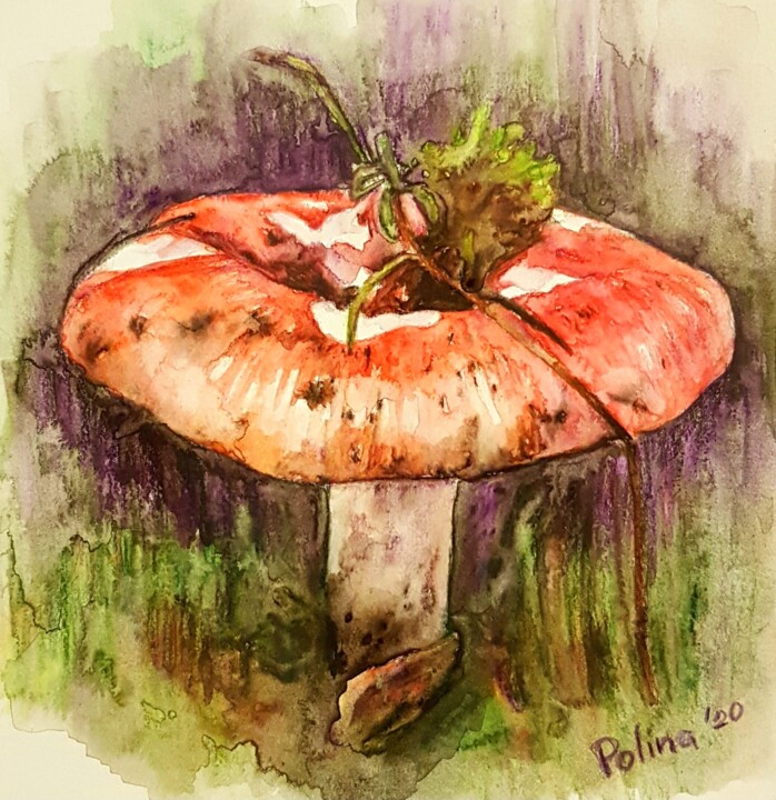「Forest Mushroom」というタイトルの絵画 Polina Turgunovaによって, オリジナルのアートワーク, 水彩画