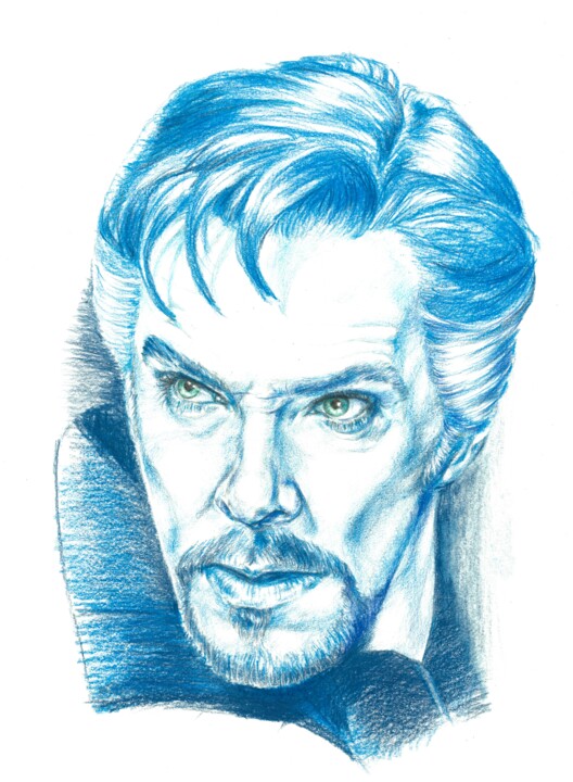 Drawing titled "Doctor Strange" by Polina Turgunova, Original Artwork, Pencil