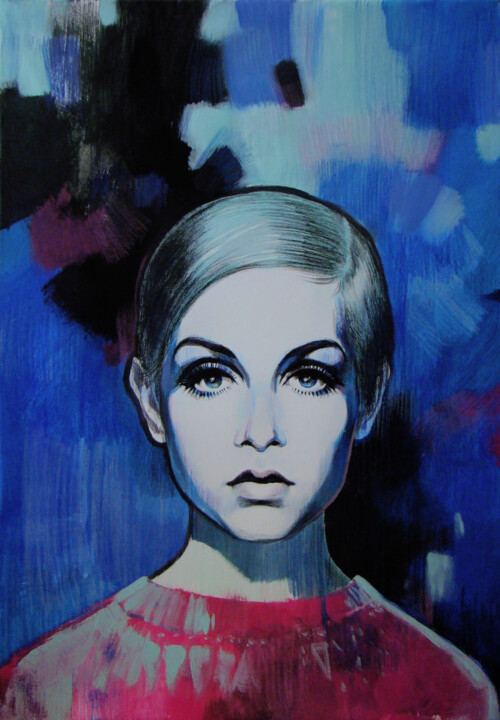 Painting titled "Twiggy" by Polina Andronova, Original Artwork, Acrylic