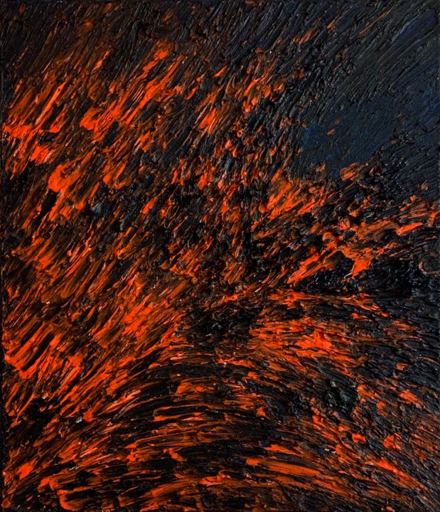 Картина под названием "Fiery wind" - Polina Zhadko, Подлинное произведение искусства, Масло