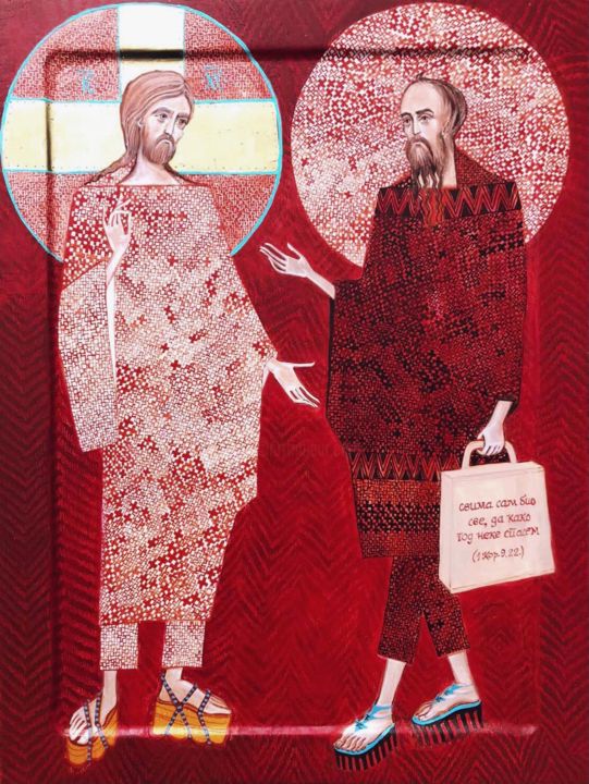 Painting titled "Paul, Apostole of C…" by Minja Poljak, Original Art, Tempera