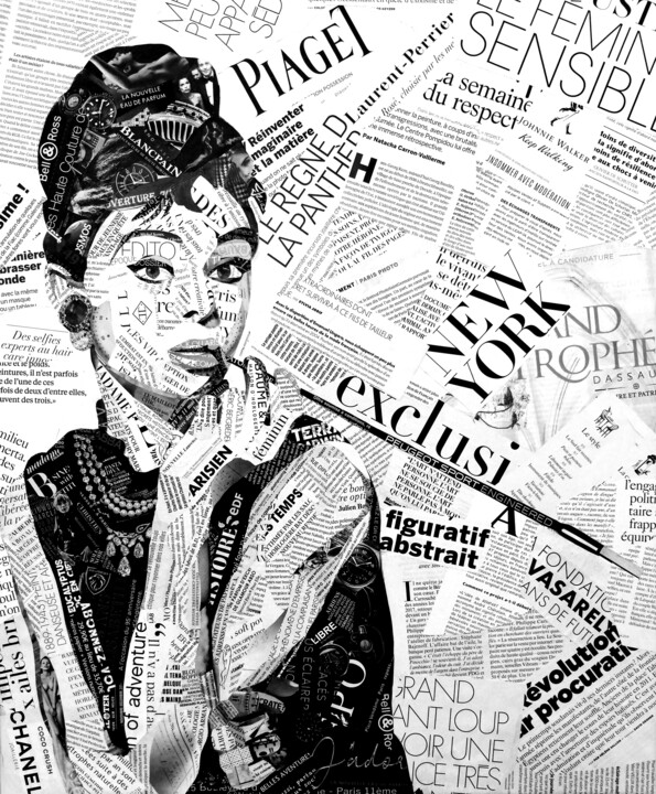 Collages titulada "Audrey Hepburn" por Poluk'S, Obra de arte original, Serigrafía