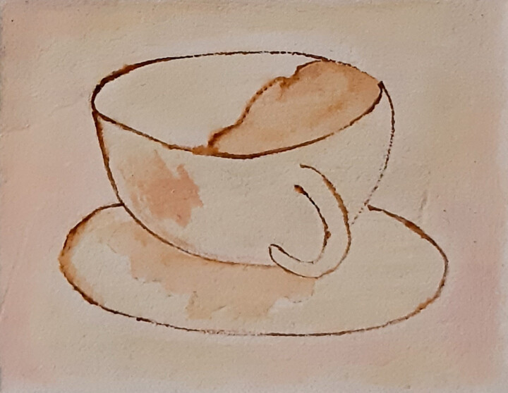 Malerei mit dem Titel "Coffee" von Poly, Original-Kunstwerk, Aquarell Auf Karton montiert