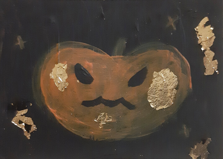 Painting titled "Pumpkin, horror, ha…" by Poly, Original Artwork, Acrylic