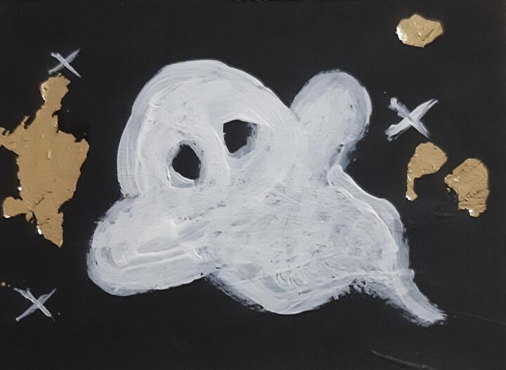 Painting titled "Ghost, halloween Go…" by Poly, Original Artwork, Acrylic