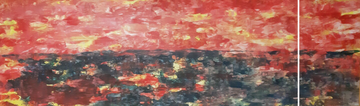 Painting titled "Sea and sunset (mod…" by Poly, Original Artwork, Wax
