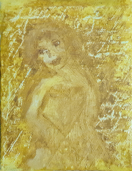Peinture intitulée "Dreamy smile (old s…" par Poly, Œuvre d'art originale, Huile Monté sur Carton