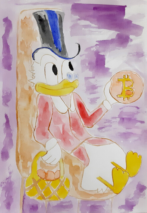 Peinture intitulée "Scrooge McDuck and…" par Poly, Œuvre d'art originale, Aquarelle