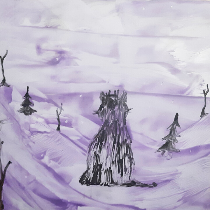 Painting titled "Winter morning" by Poly, Original Artwork, Wax