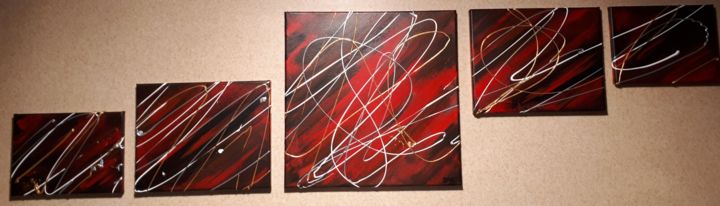 Painting titled "Red fire" by Bert, Original Artwork, Acrylic