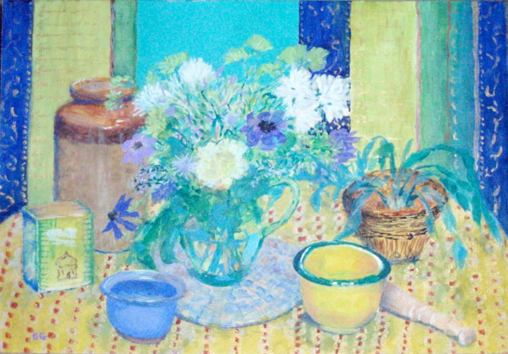 "Averell's Flowers" başlıklı Tablo Bernice Grundy tarafından, Orijinal sanat, Akrilik