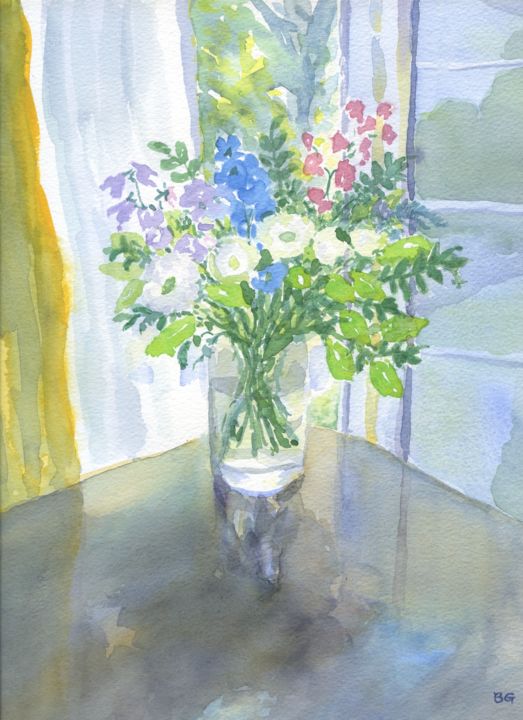"Joan's Flowers" başlıklı Tablo Bernice Grundy tarafından, Orijinal sanat, Suluboya