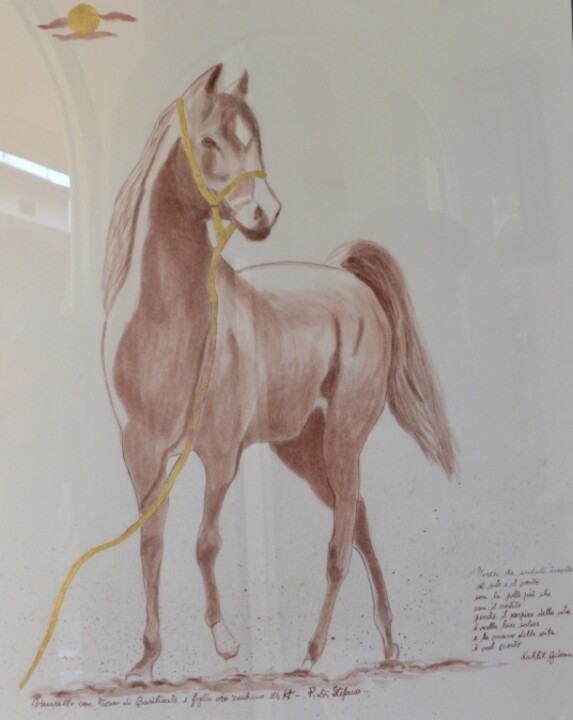 Pittura intitolato "cavallo - VENDUTO -" da Pompea Di Stefano, Opera d'arte originale