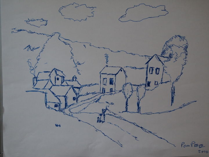Peinture intitulée "paysage" par Gerard Pompee, Œuvre d'art originale,