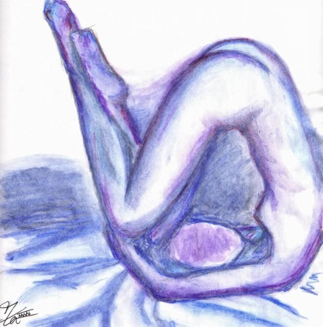 Painting titled "purple girl curled…" by S Blazina, Original Artwork