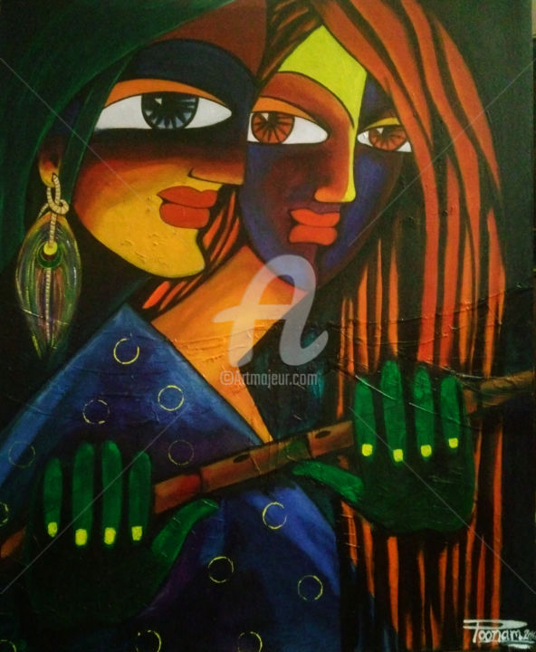 Painting titled "Love Divine" by Poonam Tiwari, Original Artwork, Acrylic