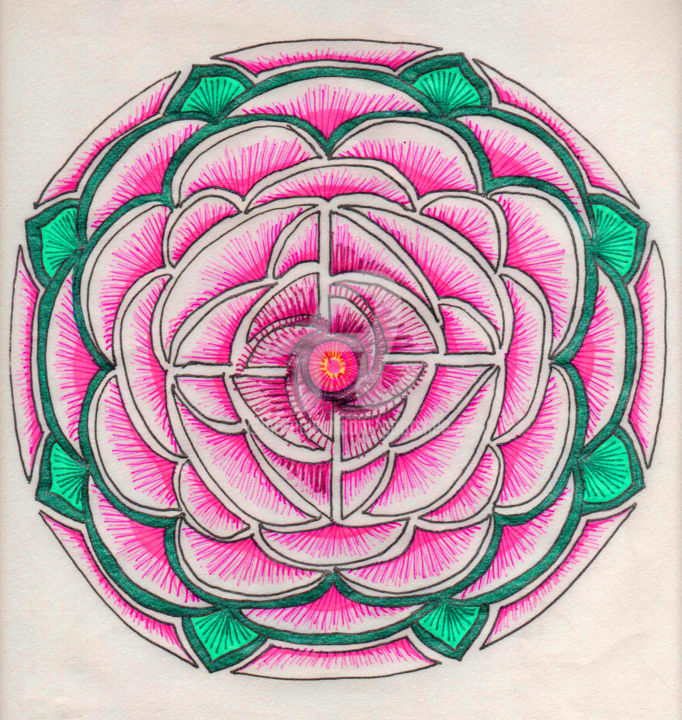 Zeichnungen mit dem Titel "mandala-03" von Pootshee, Original-Kunstwerk, Kugelschreiber