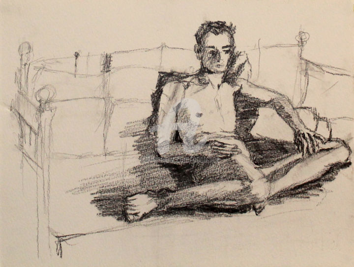Drawing titled "Male nude - 02 - 20…" by Pootshee, Original Artwork, Pencil