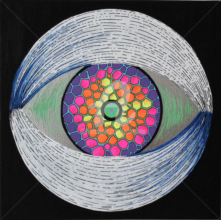 Dessin intitulée "mandala-canvas-06" par Pootshee, Œuvre d'art originale, Marqueur