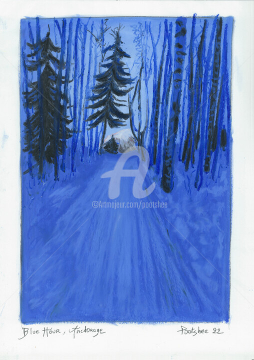 Dessin intitulée "43-Blue Hour-Anchor…" par Pootshee, Œuvre d'art originale, Pastel