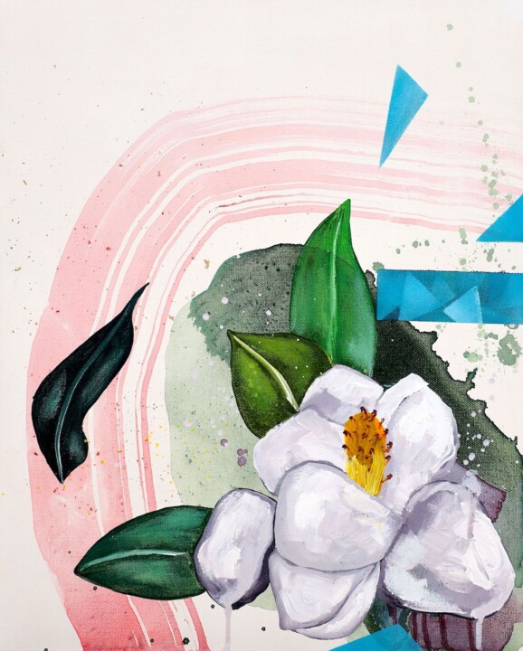 Painting titled "Magnolia - Artemis" by Poonam Choudhary, Original Artwork, Acrylic