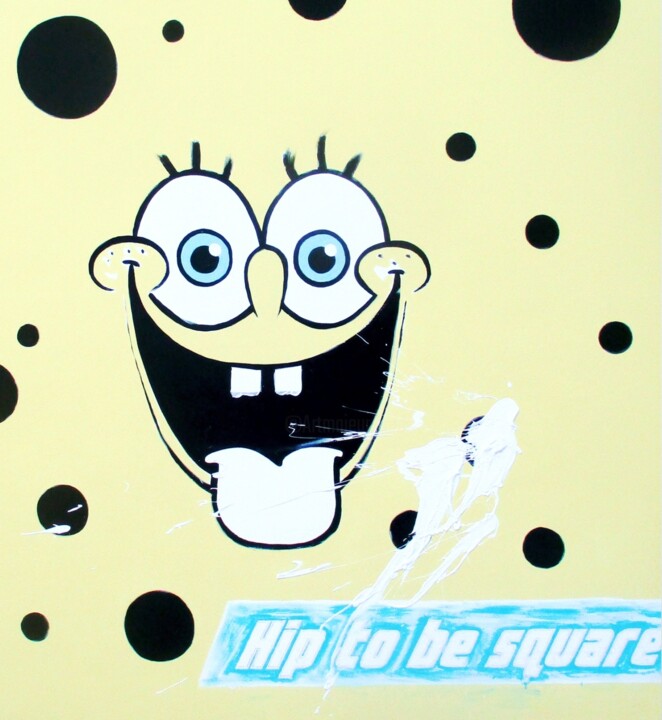 Painting titled "Spongebob - Hip to…" by Pop Art By Super Pop Boy, Original Artwork, Acrylic