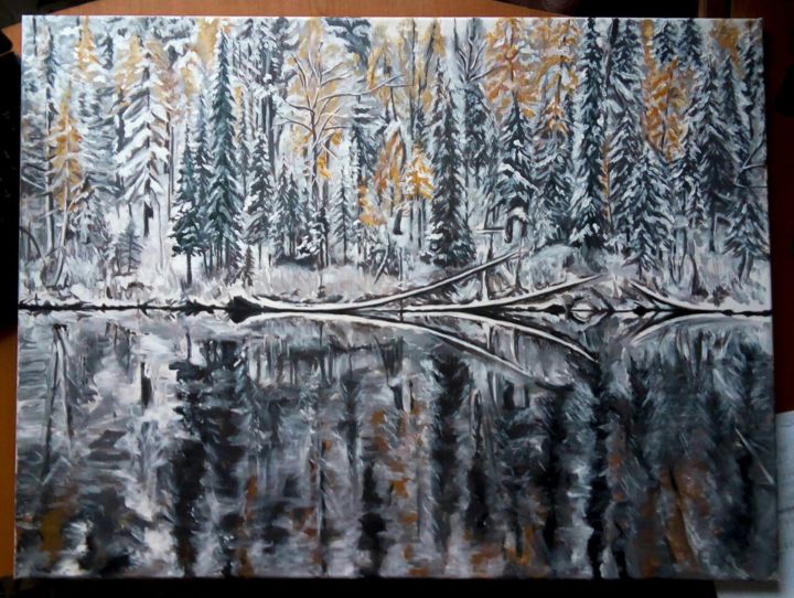 Painting titled "Russian forest.jpg" by Iuliia Popova, Original Artwork, Acrylic