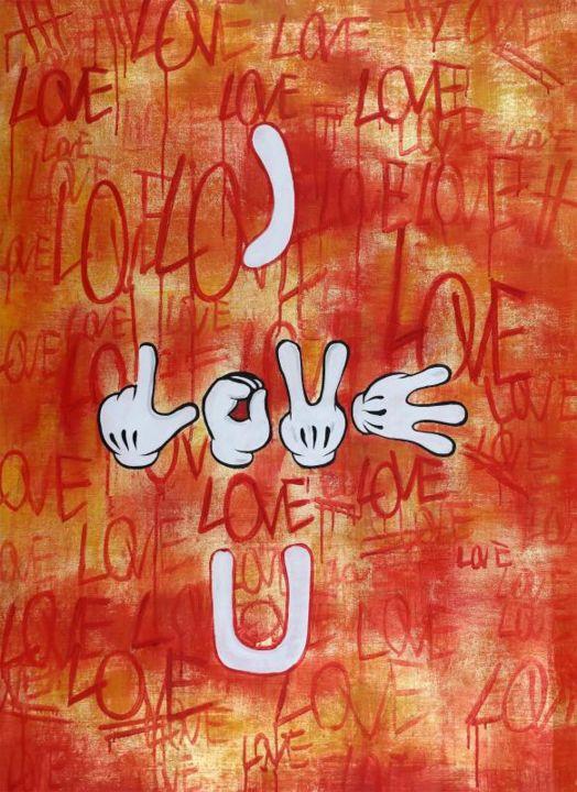 Painting titled "I LOVE U" by Benjamin Popaz, Original Artwork, Oil