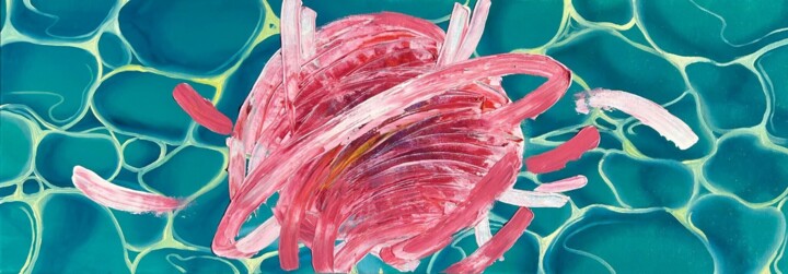 제목이 "Tropical Virus"인 미술작품 Popescu Denisa로, 원작, 아크릴 나무 들것 프레임에 장착됨