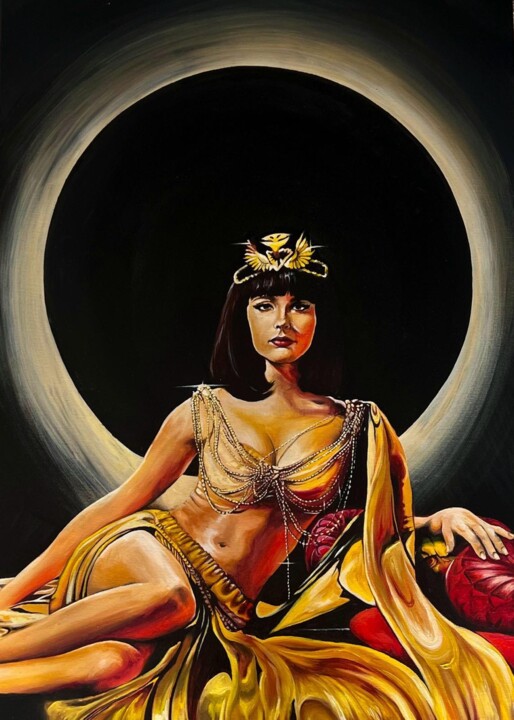 Painting titled "Egyptian queen" by Popescu Denisa, Original Artwork, Oil