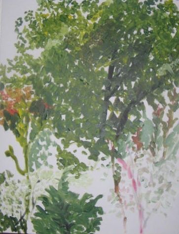 Peinture intitulée "Jardin" par Pop, Œuvre d'art originale, Huile
