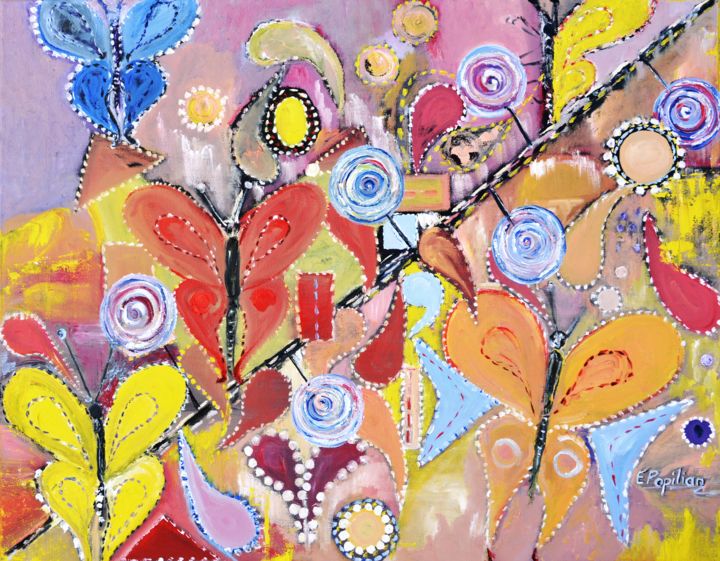 Painting titled "Imagination Land" by Evelina, Original Art, Oil