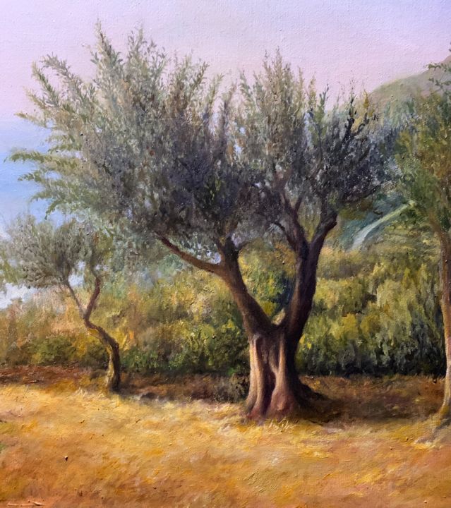 Pittura intitolato "Hill of olives" da Joan Popli, Opera d'arte originale, Olio