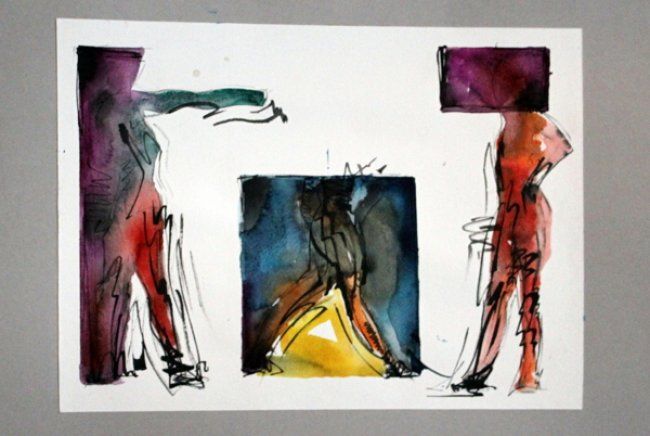 Dessin intitulée "carré courant 1" par Stanil Popov, Œuvre d'art originale,