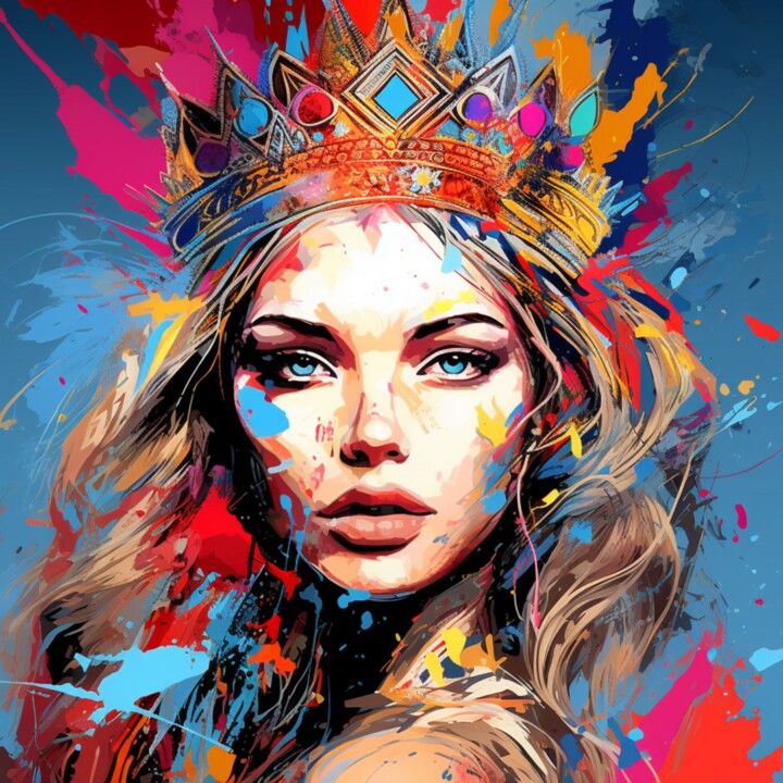 Painting titled "QUEEN OF THE DAY 3" by Poptonicart, Original Artwork, Digital Collage