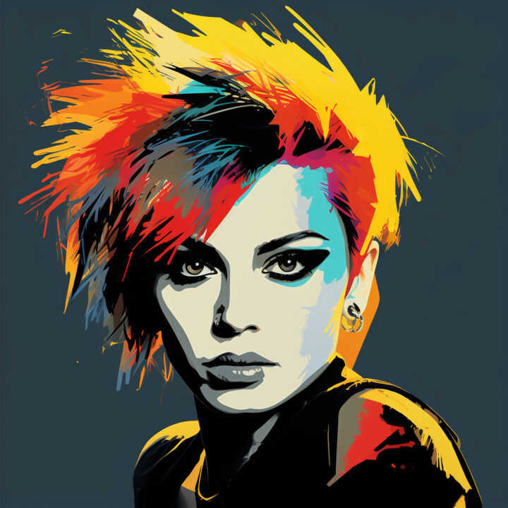 Painting titled "REBELL PUNK" by Poptonicart, Original Artwork, Digital Collage