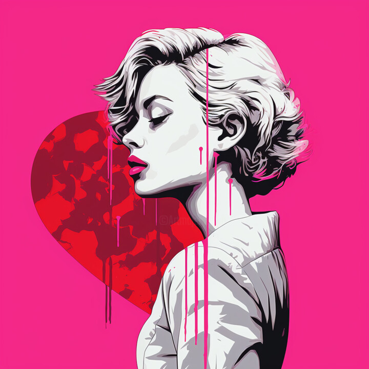 Pintura intitulada "PINK LOVE POPAR" por Poptonicart, Obras de arte originais, colagem digital